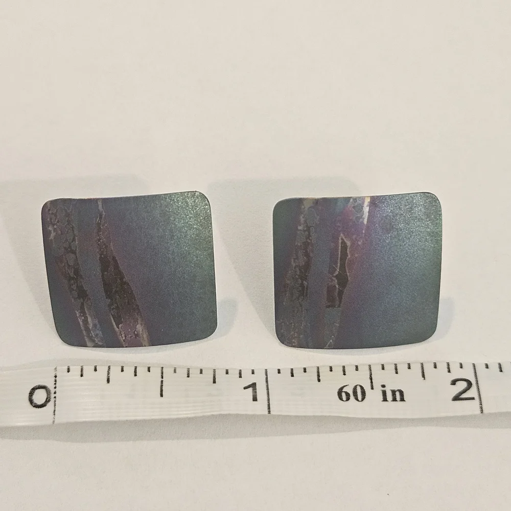 Vintage Blue Purple 80s Stud Earrings Whimsigoth Bohemian Preppy Elegant Retro - Picture 6 of 6